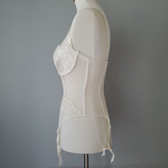 Victoria's Secret White 3 PC Vintage Bridal 34C Bra Corset Large Garter Belt Set - Picture 14 of 16